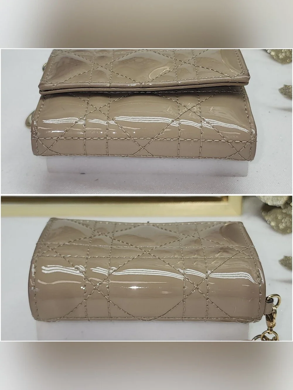 Authentic Lady Dior Lotus Compact Wallet Calfskin, Cannage Quilting 2022 Collect